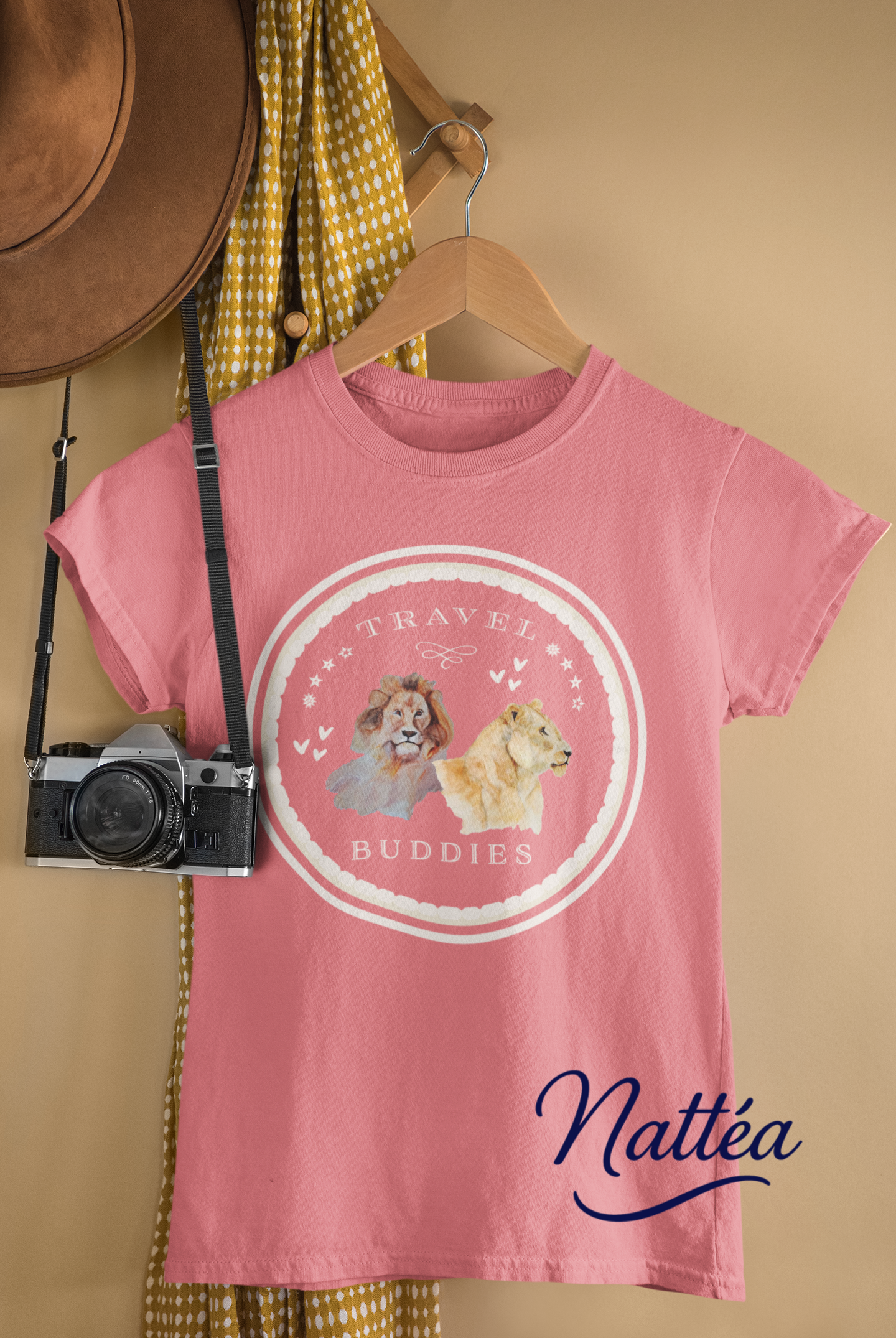 Lion & Lioness Travel Buddies T-Shirt – Wildlife Adventure Print from Original Art