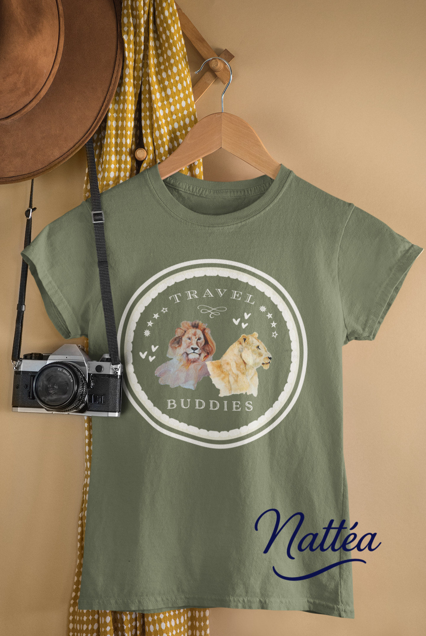 Lion & Lioness Travel Buddies T-Shirt – Wildlife Adventure Print from Original Art