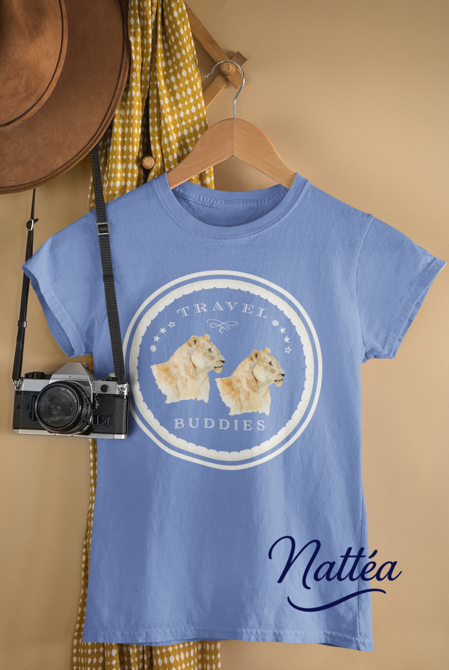 Lioness Travel Buddies T-Shirt – Wildlife Adventure Print from Original Art