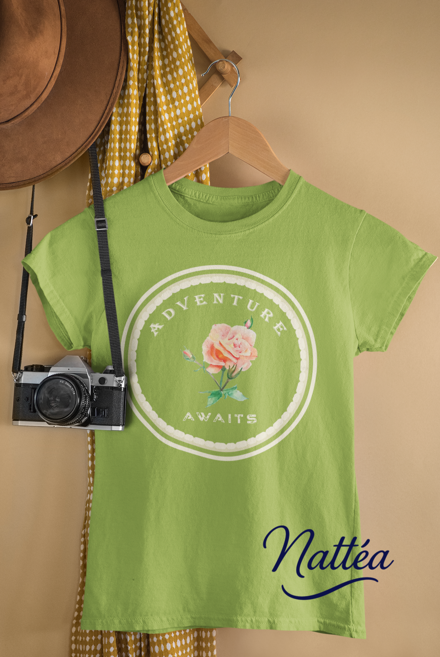 Adventure Awaits Style Floral Watercolor T-Shirt – Pastel Rose from Original Painting