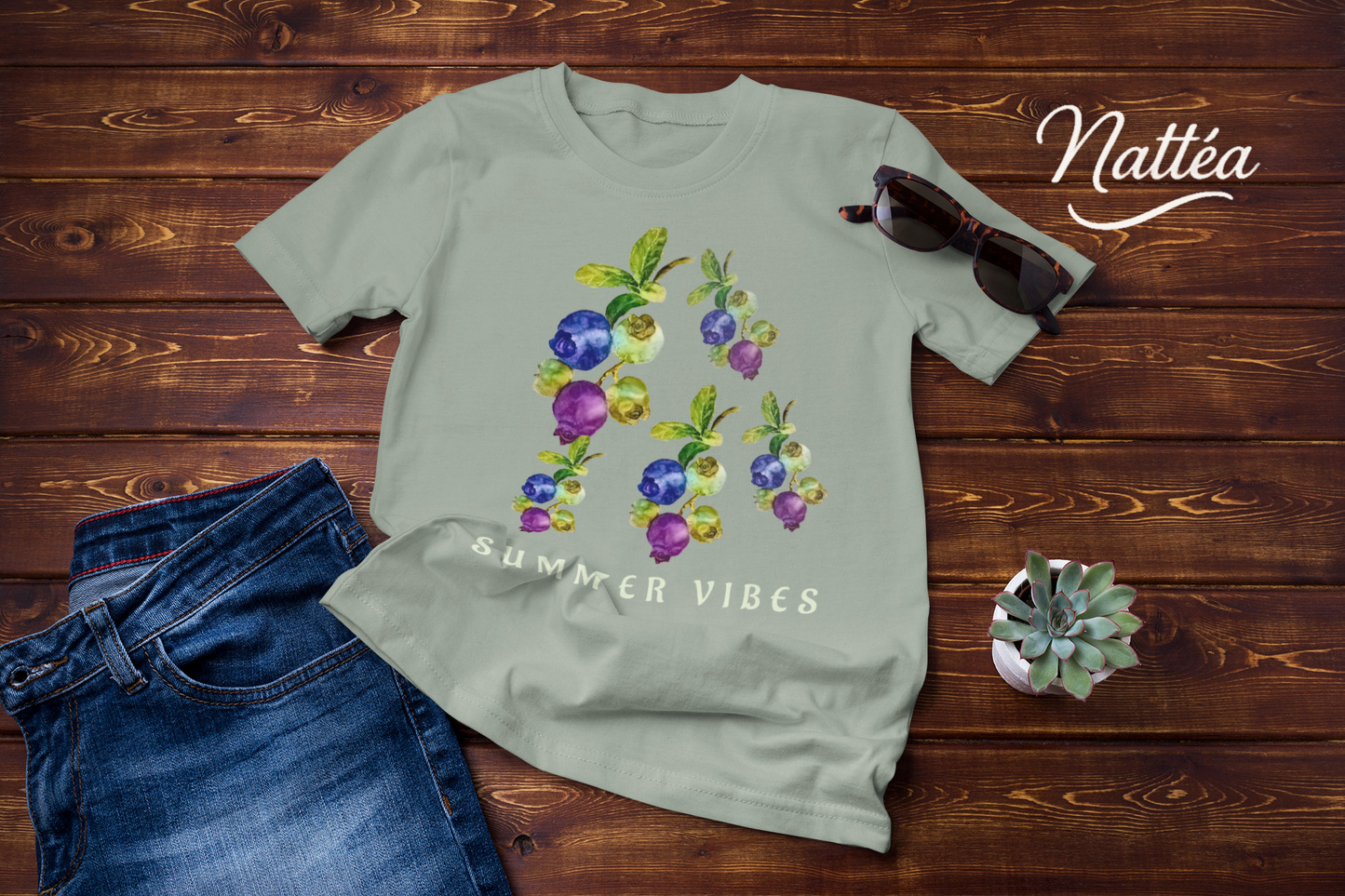Summer Vibes Berries T-Shirt – Watercolor Fruit Design from Original Painting