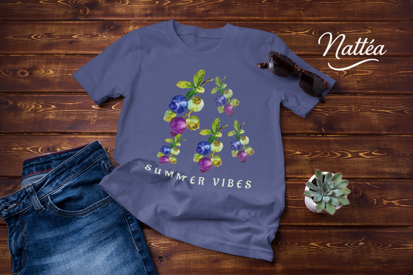 Summer Vibes Berries T-Shirt – Watercolor Fruit Design from Original Painting