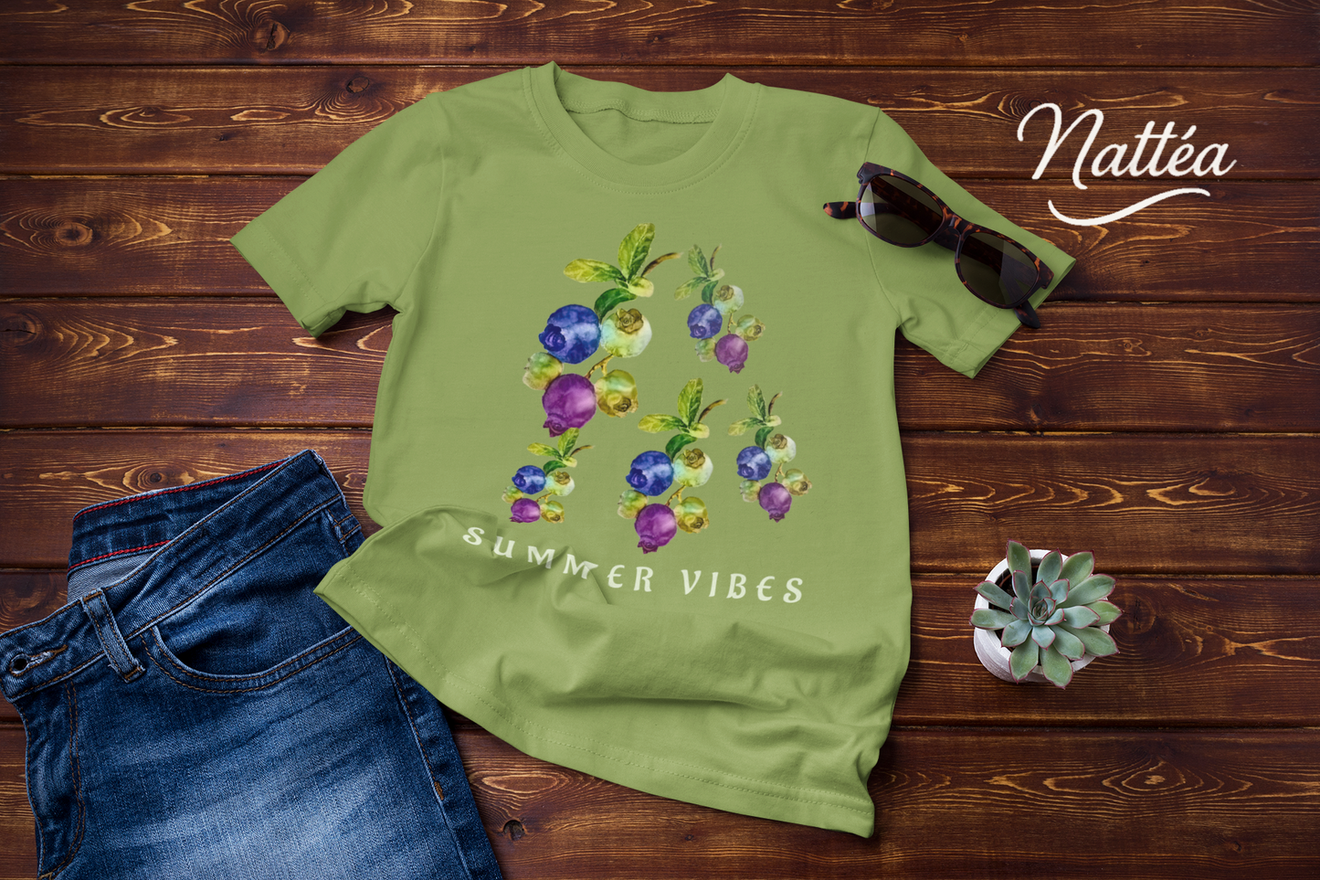 Summer Vibes Berries T-Shirt – Watercolor Fruit Design from Original Painting