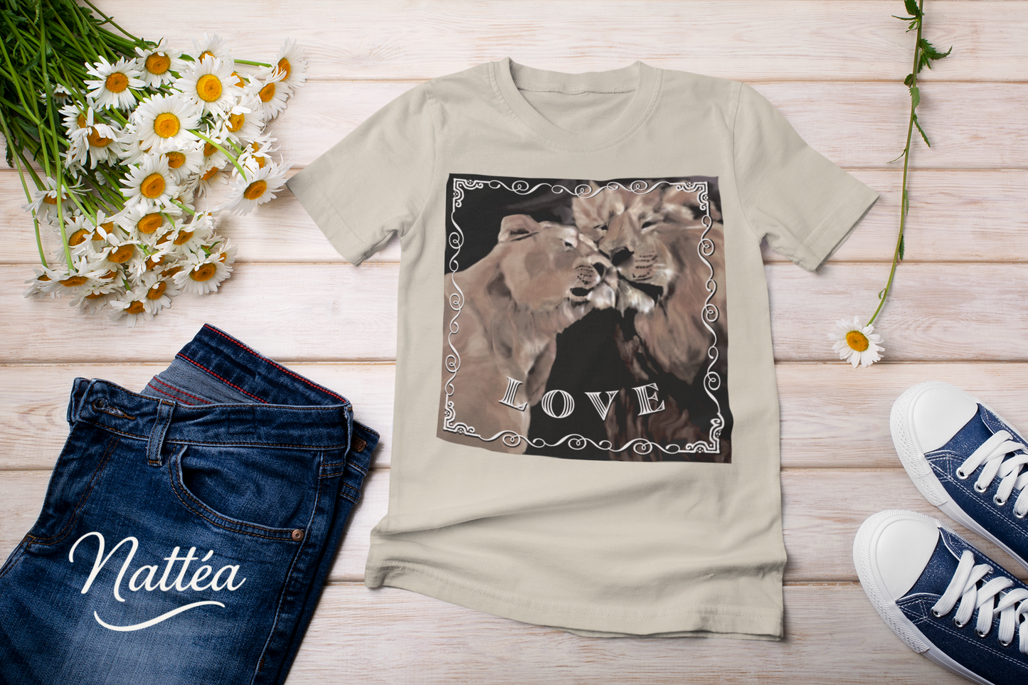 Love T-Shirt – Lion Pair Design from Original Art