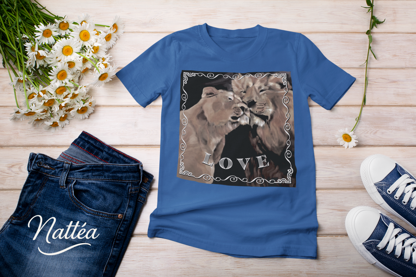 Love T-Shirt – Lion Pair Design from Original Art