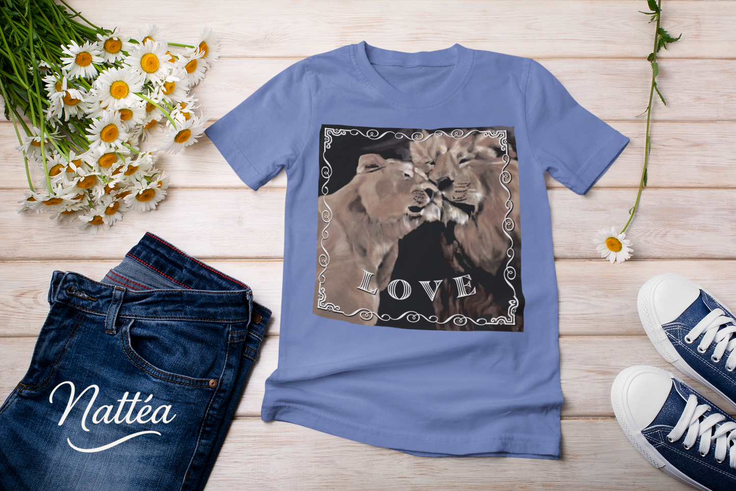 Love T-Shirt – Lion Pair Design from Original Art
