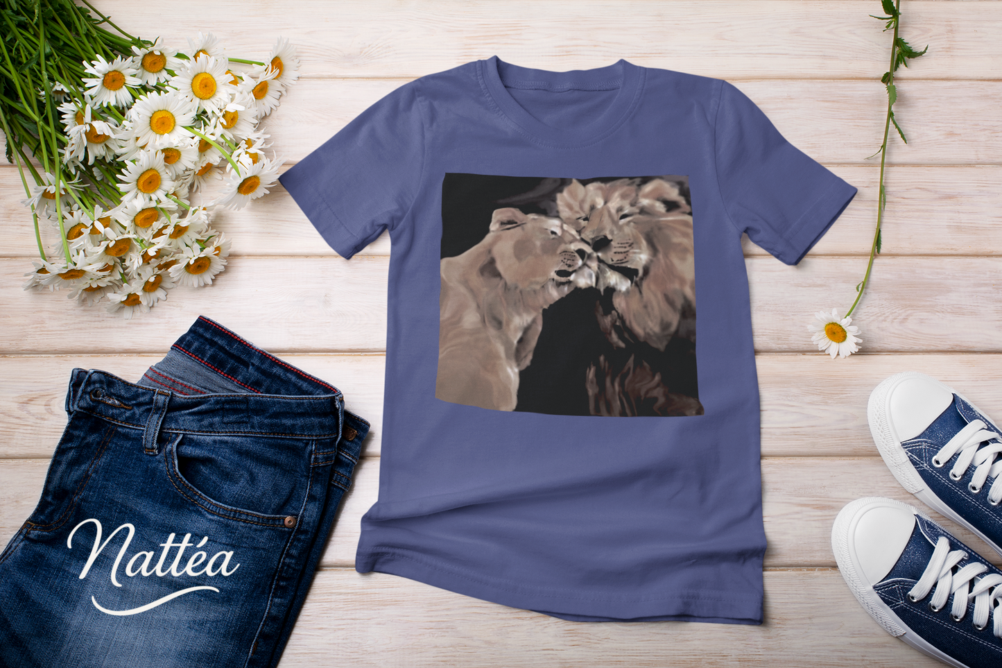 Lions couple T-Shirt - Vintage Design from Original Oil Painting