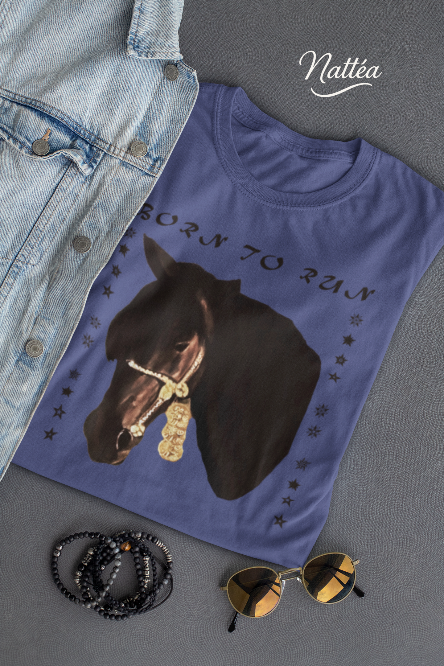 Artistic Horse Vintage Style T-Shirt – Elegant Equestrian Oil Painting Design- Born to Run