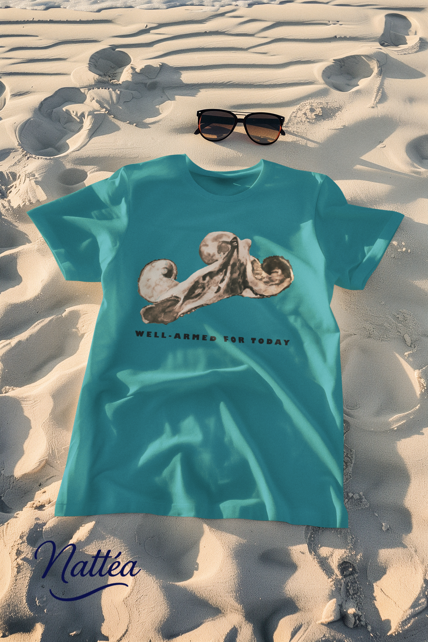 Funny Octopus T-Shirt – Vintage Ocean Art “Well-Armed for Today” Design