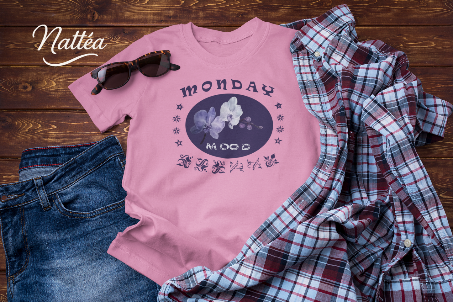 Monday Mood Orchid Shirt – Watercolor Floral Art Tee for Relax Vibe