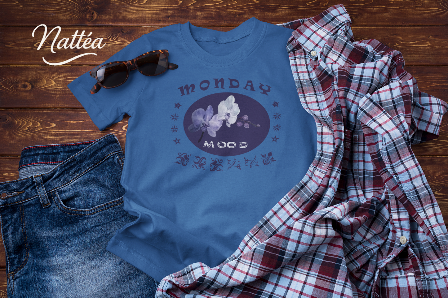 Monday Mood Orchid Shirt – Watercolor Floral Art Tee for Relax Vibe
