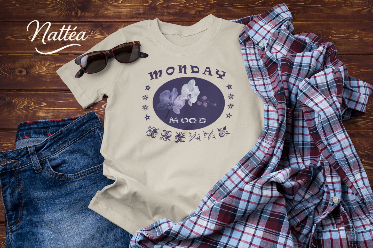 Monday Mood Orchid Shirt – Watercolor Floral Art Tee for Relax Vibe