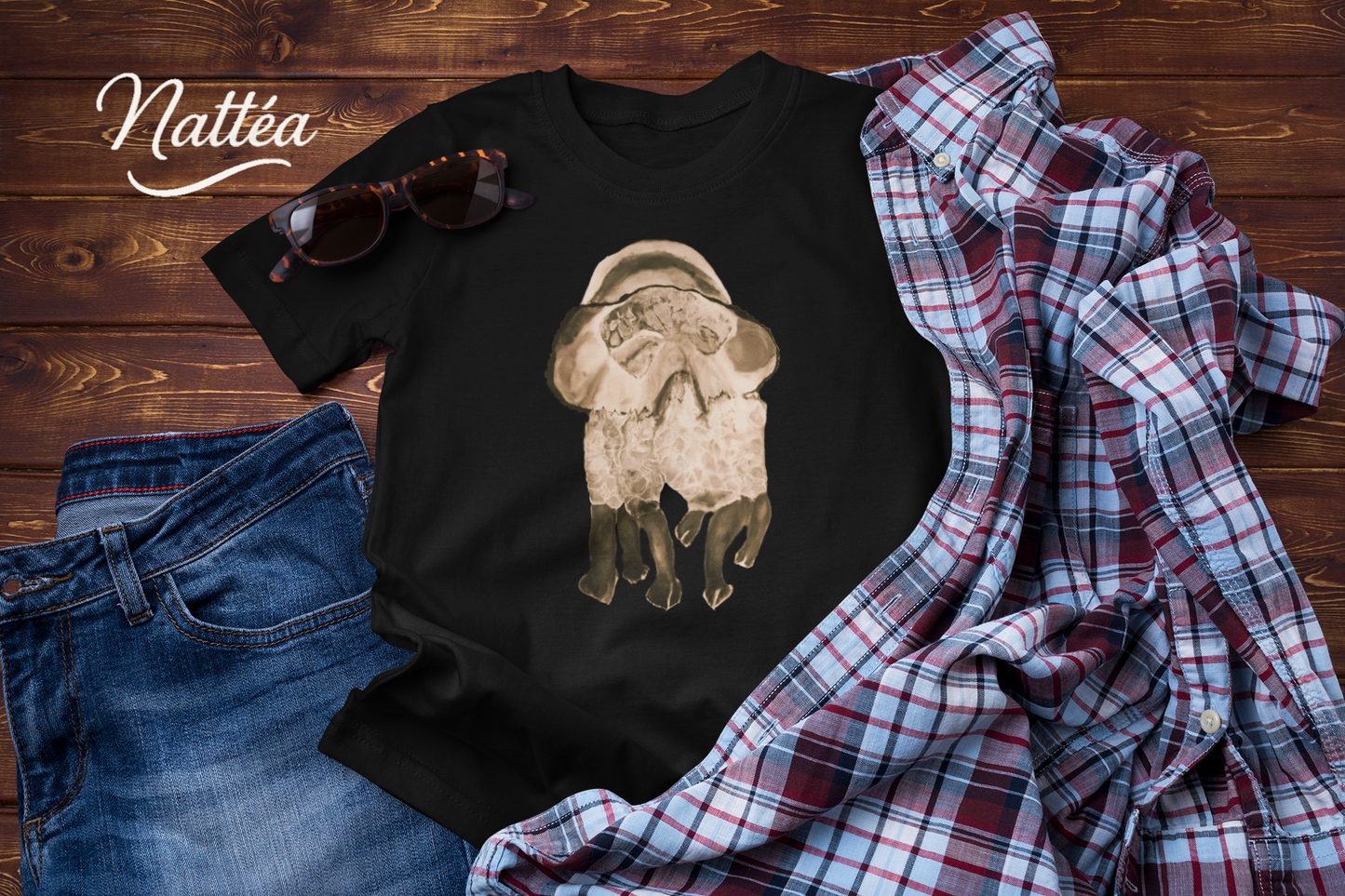 Dancing Vintage Style Jellyfish T-Shirt – Ocean Animal Art Tee from Original Painting
