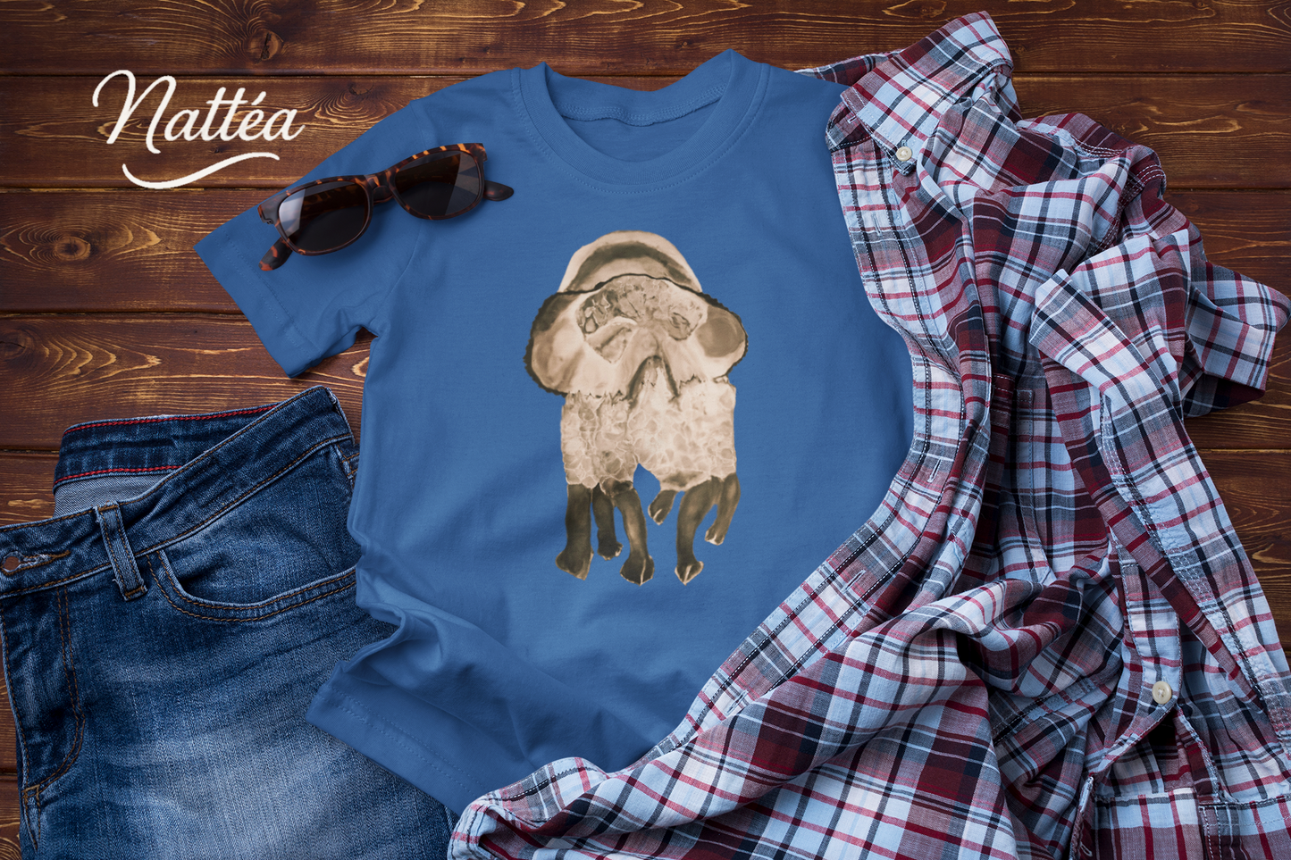 Dancing Vintage Style Jellyfish T-Shirt – Ocean Animal Art Tee from Original Painting