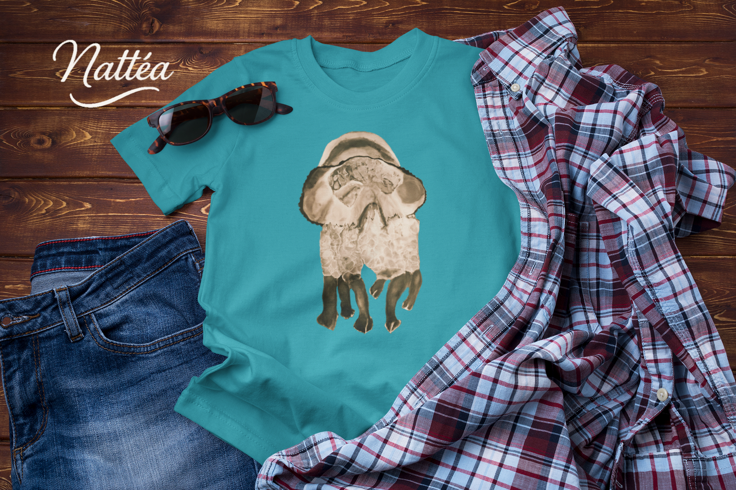 Dancing Vintage Style Jellyfish T-Shirt – Ocean Animal Art Tee from Original Painting