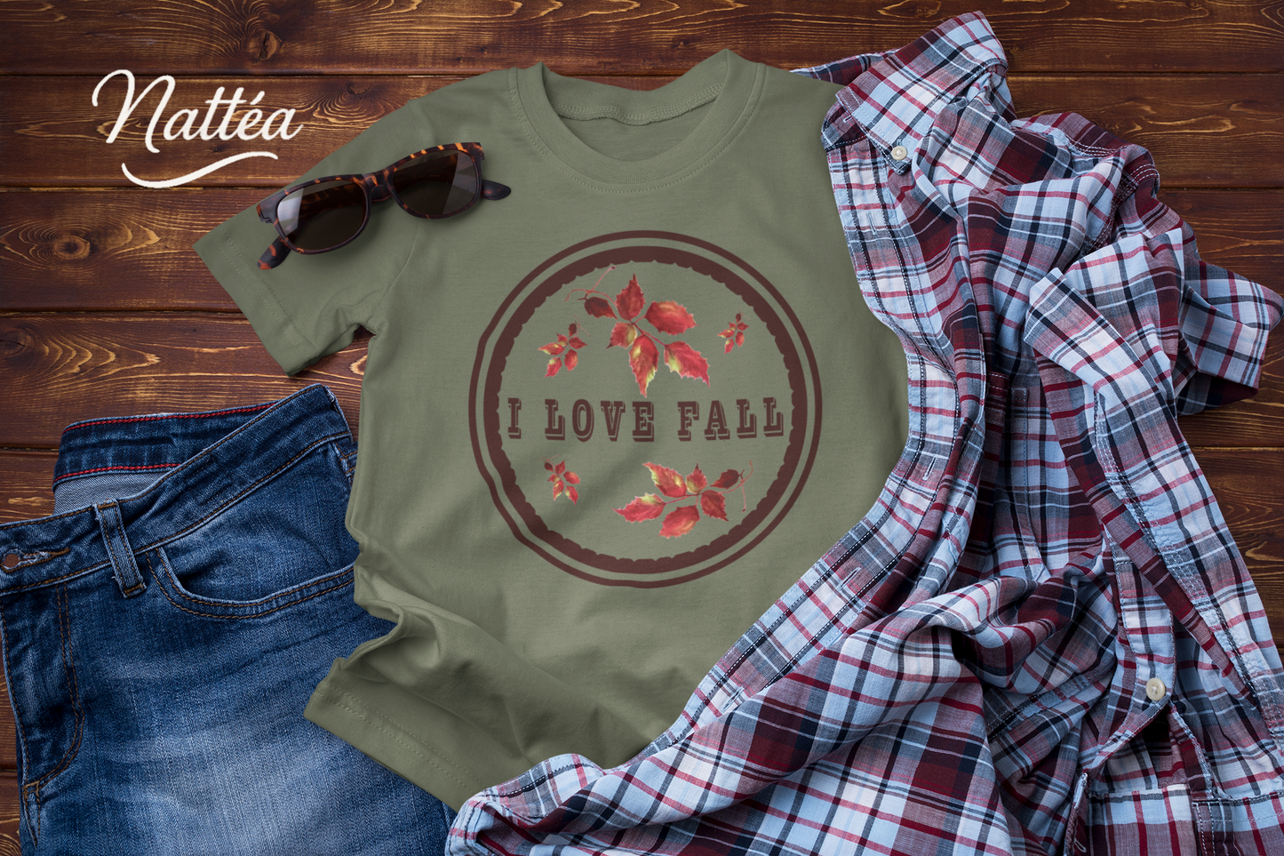 I Love Fall T-Shirt – Watercolor Autumn Leaves Tee, Fall Season Shirt for Women & Men