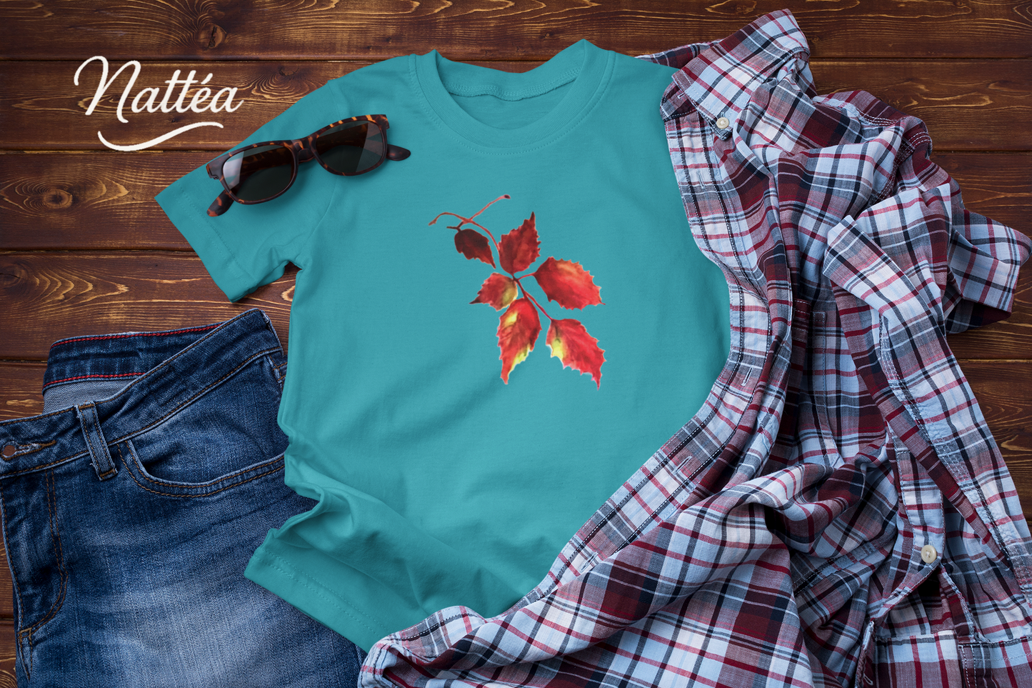 Watercolor Autumn Leaves Tee, Fall Season Shirt for Women & Men
