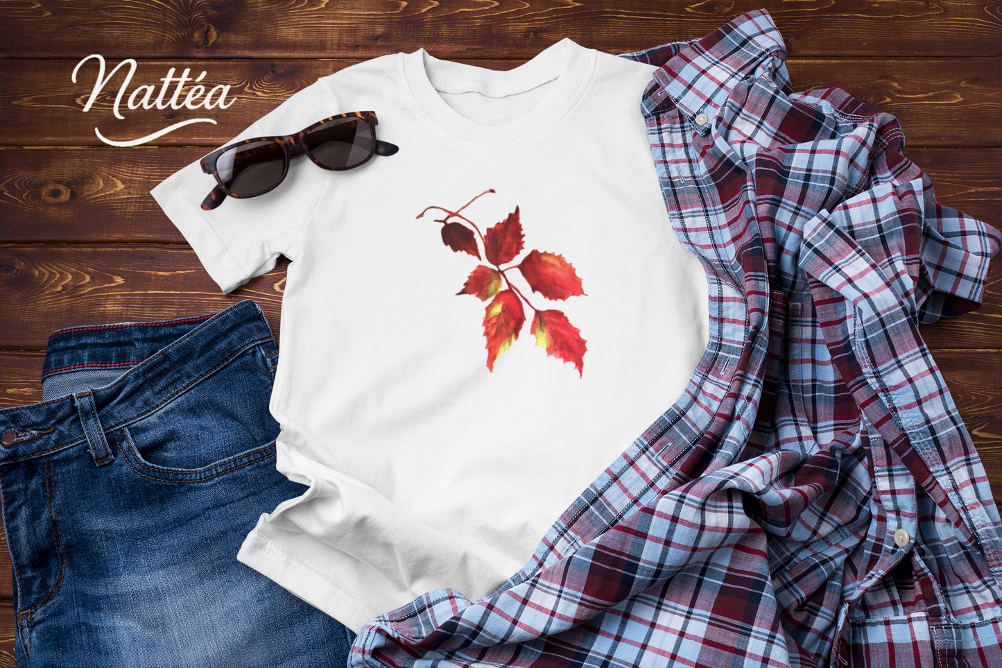 Watercolor Autumn Leaves Tee, Fall Season Shirt for Women & Men