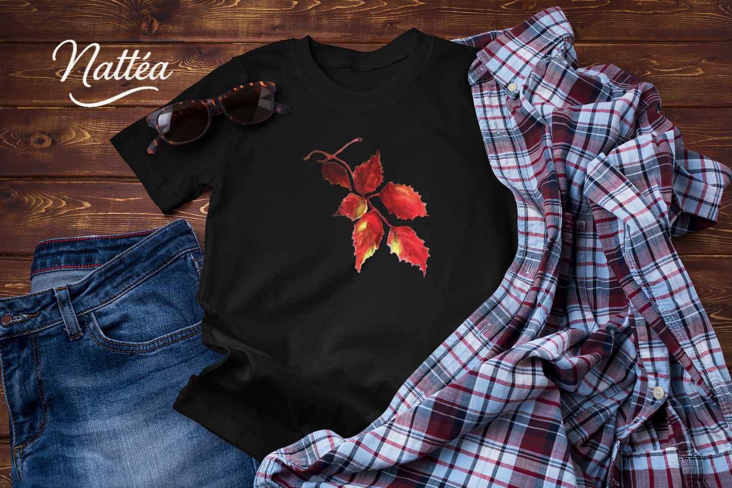 Watercolor Autumn Leaves Tee, Fall Season Shirt for Women & Men
