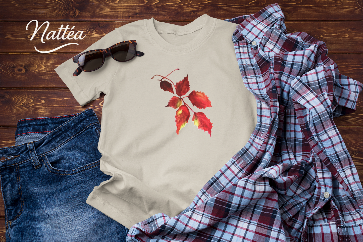 Watercolor Autumn Leaves Tee, Fall Season Shirt for Women & Men