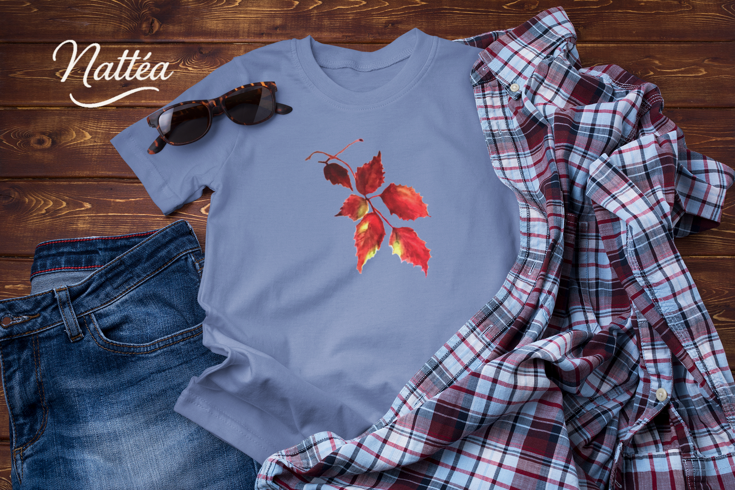 Watercolor Autumn Leaves Tee, Fall Season Shirt for Women & Men