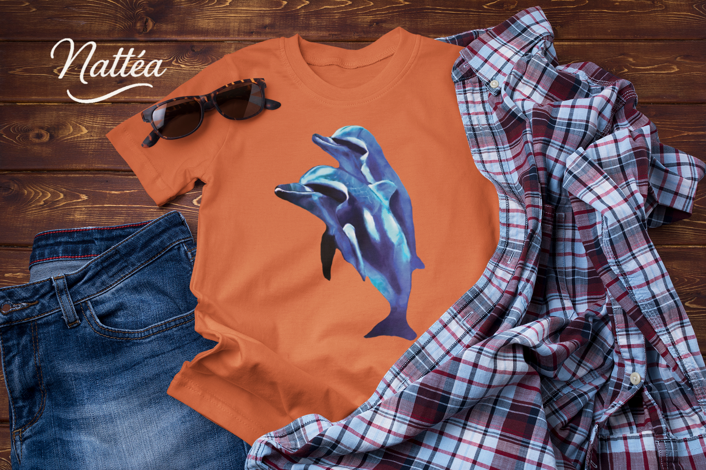 Dolphin Art T-Shirt – Ocean Sea Life Design from Original Painting