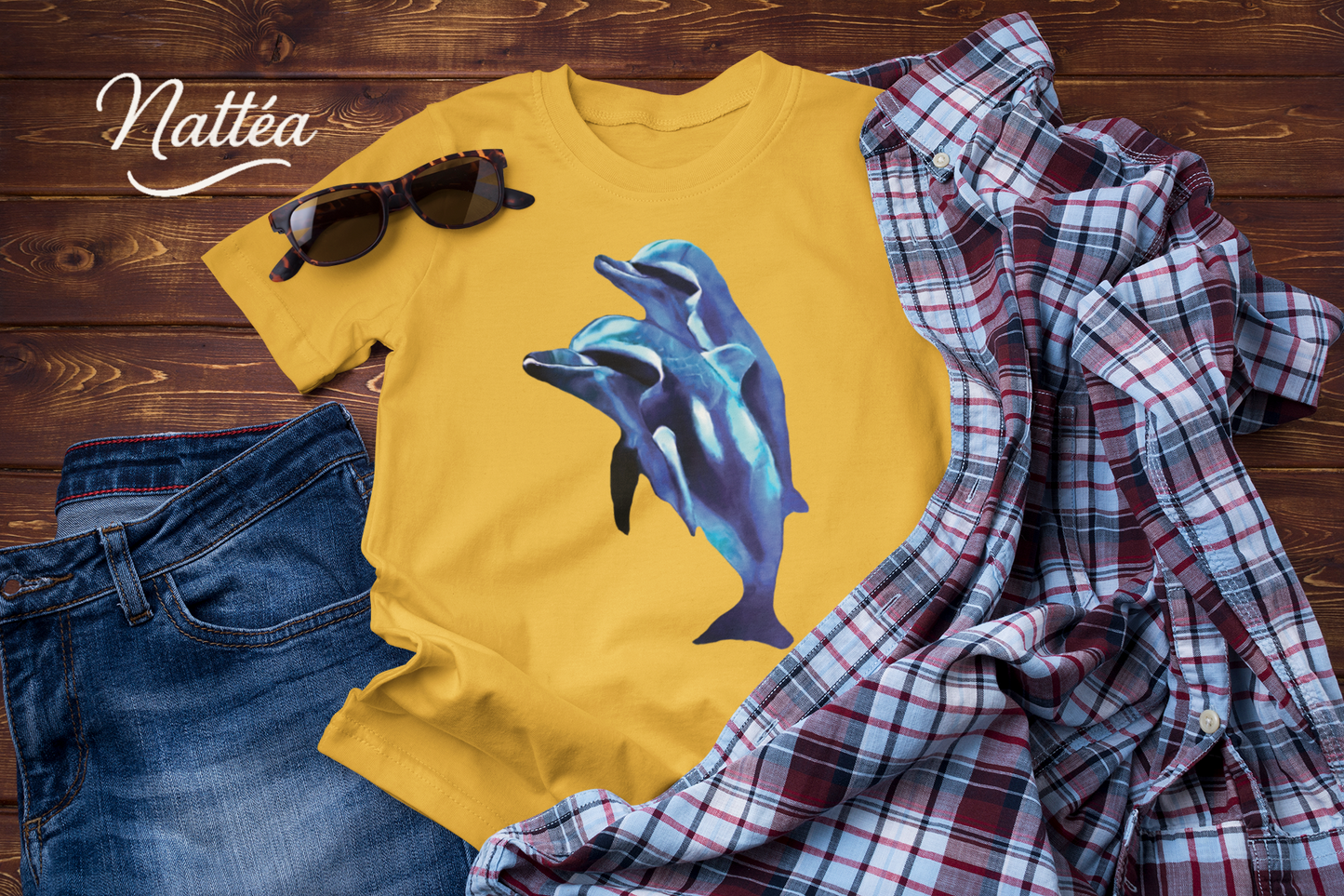 Dolphin Art T-Shirt – Ocean Sea Life Design from Original Painting