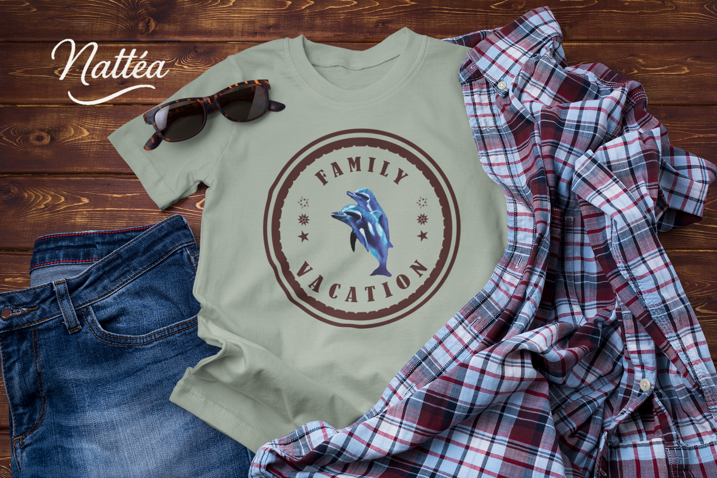 Dolphins T-Shirt – Family Vacation Ocean Travel Design.