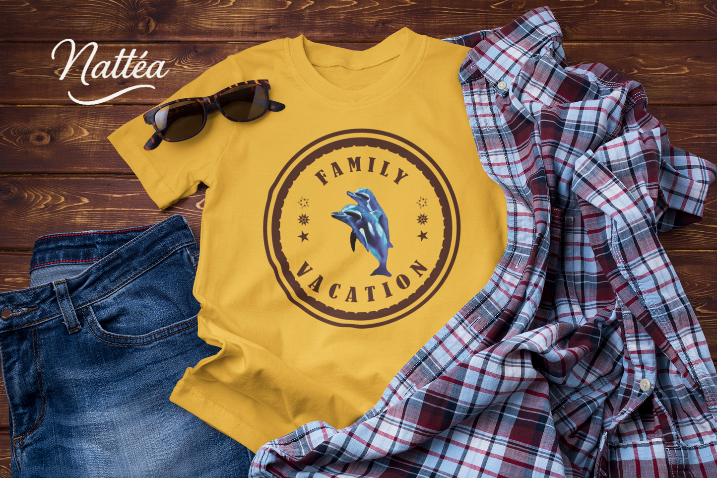 Dolphins T-Shirt – Family Vacation Ocean Travel Design.