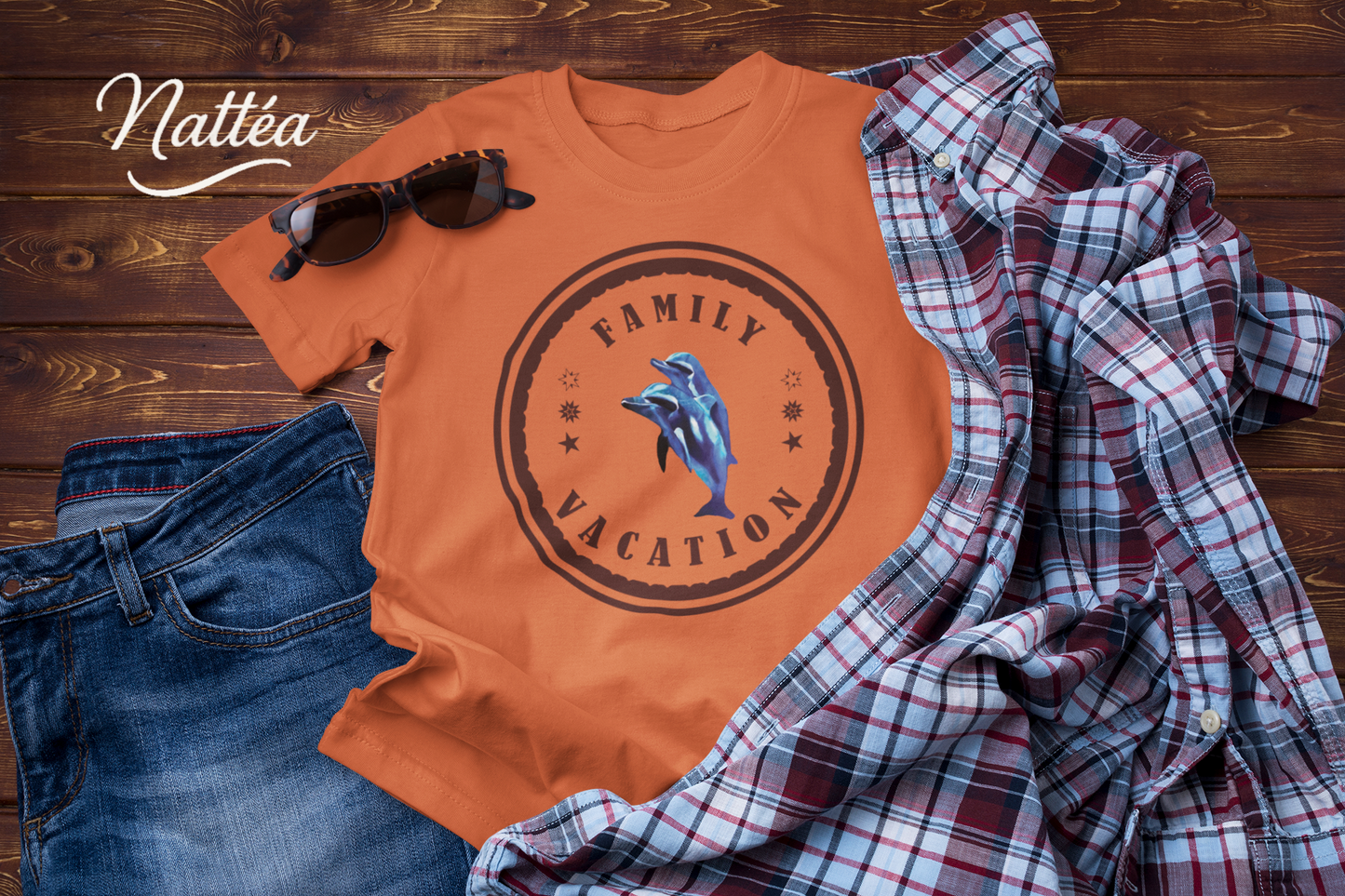 Dolphins T-Shirt – Family Vacation Ocean Travel Design.