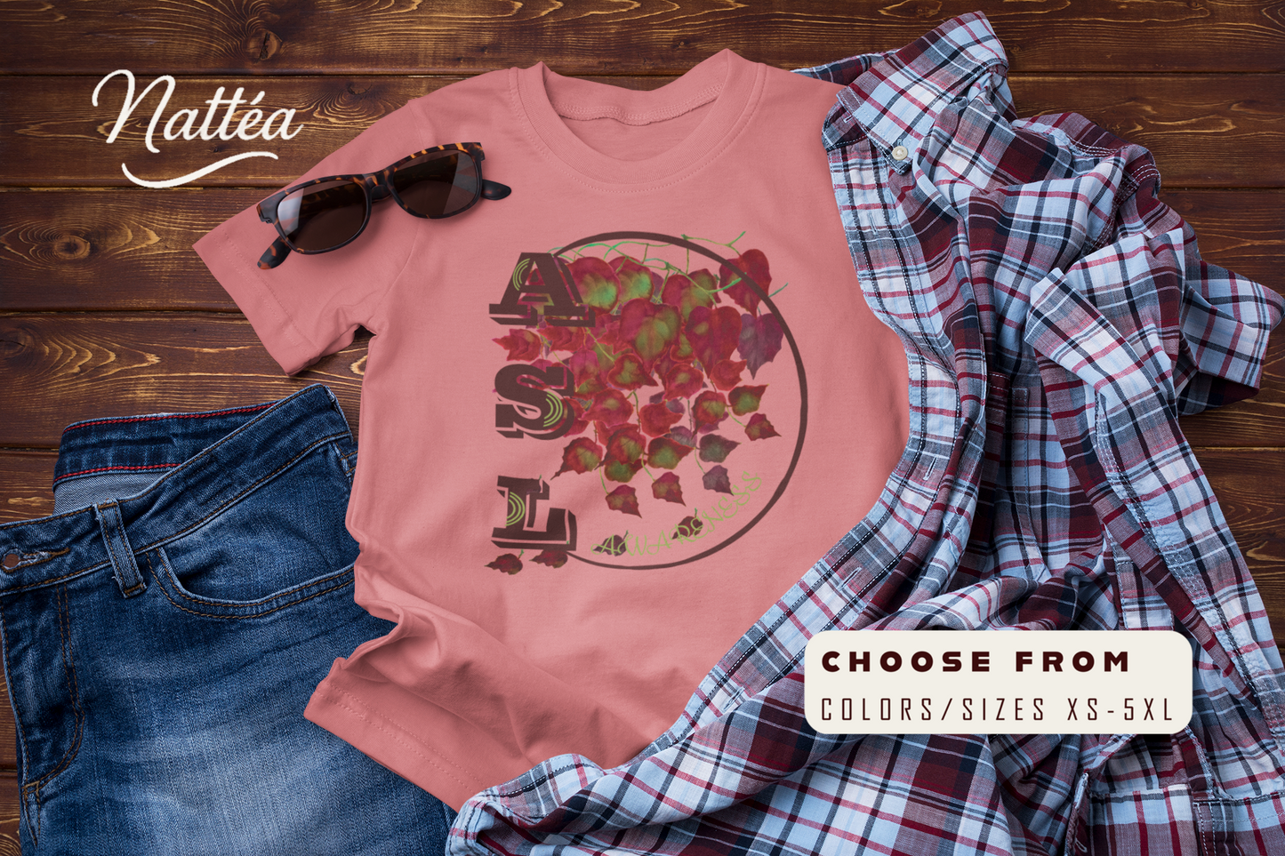 ASL Awareness T-Shirt – Autumn leaves