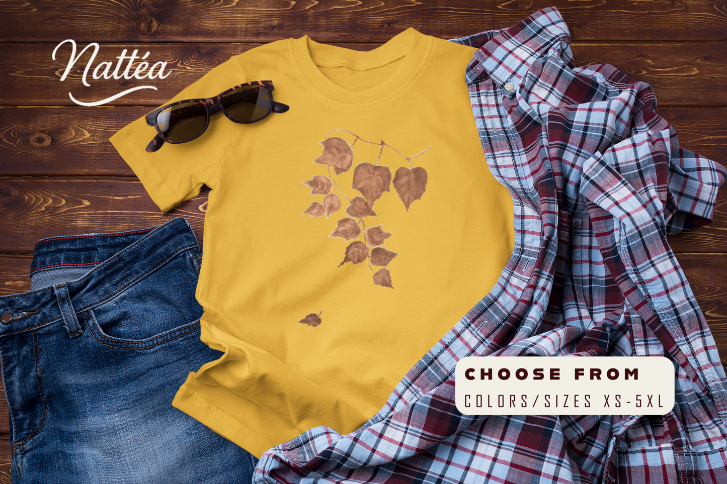Vintage Style Autumn Leaves Tee, Fall Season t-shirt