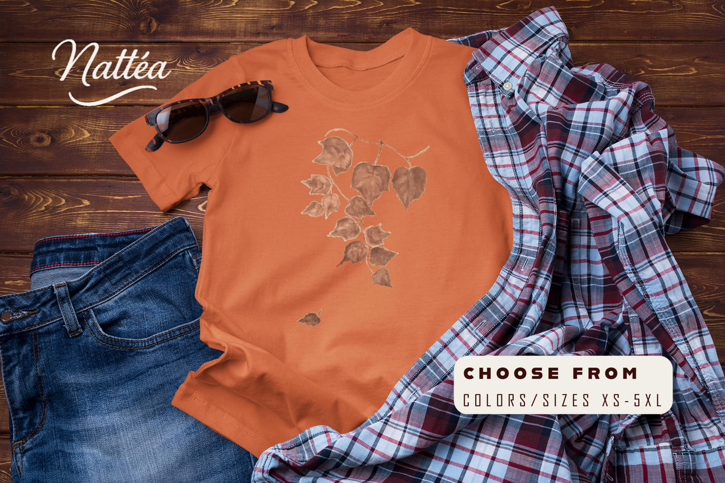 Vintage Style Autumn Leaves Tee, Fall Season t-shirt