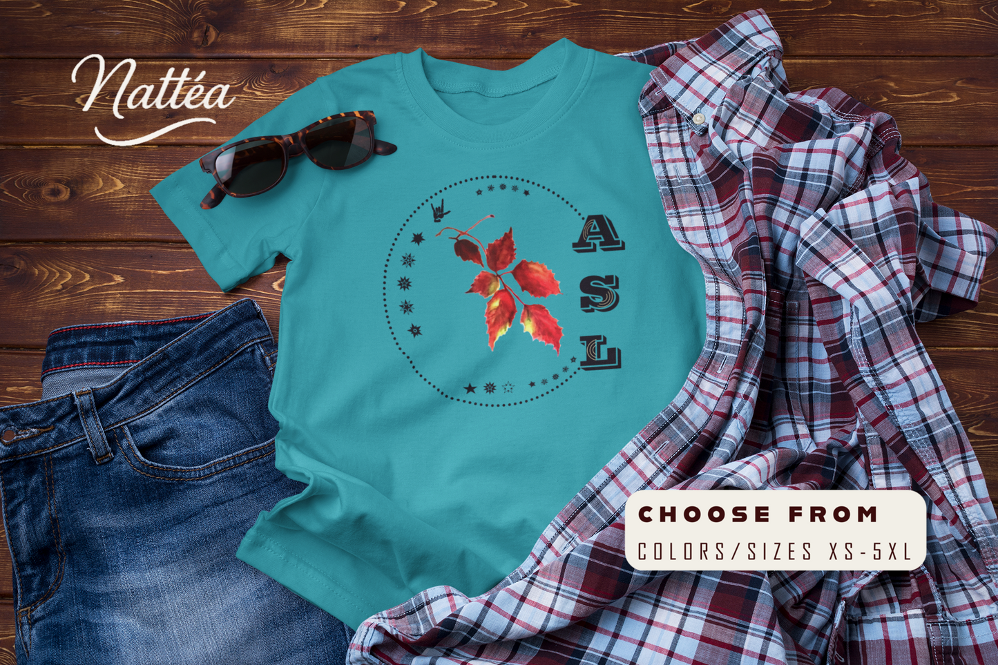 Autumn leaves T-Shirt – ASL Love Sign Language
