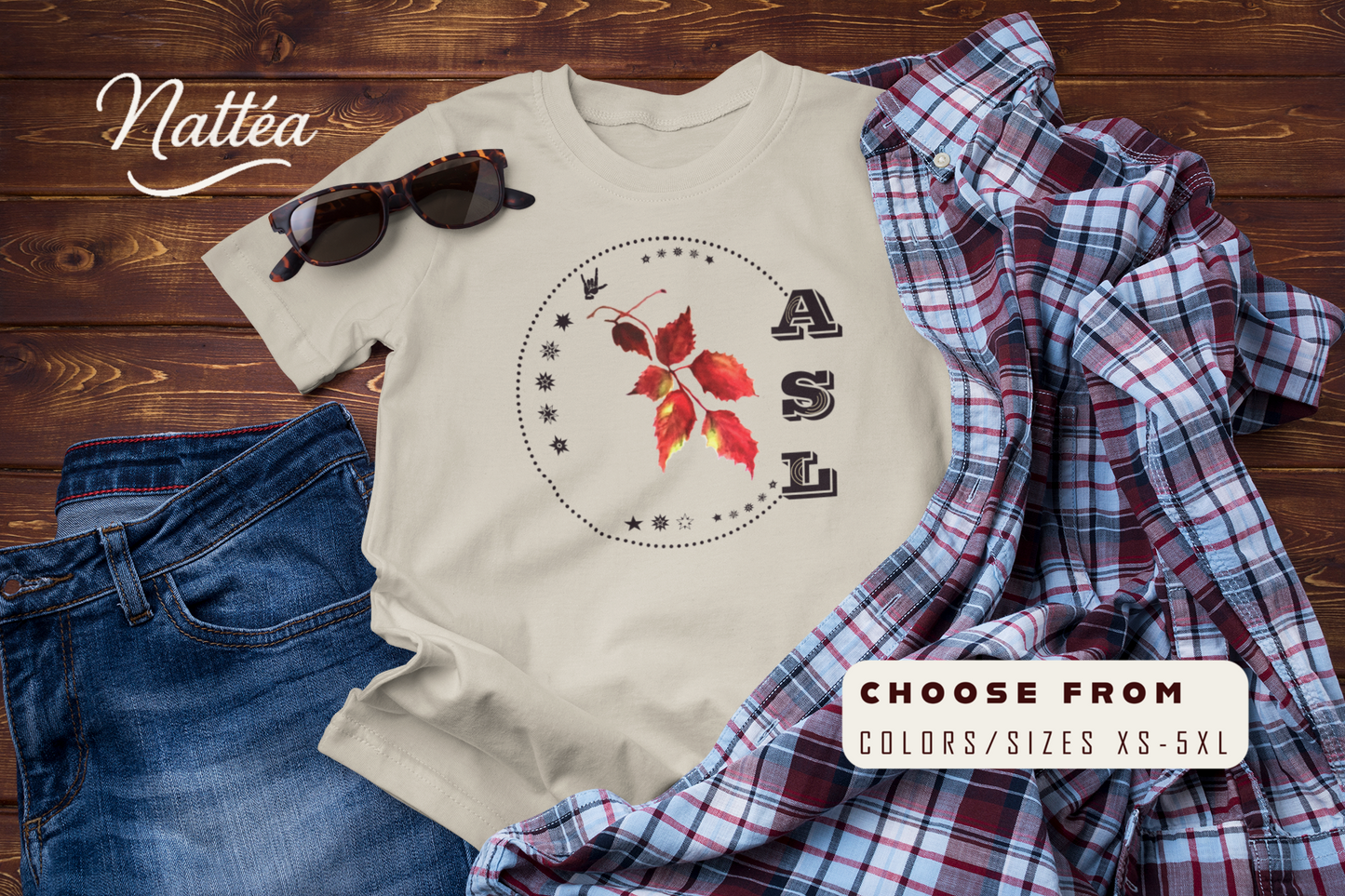 Autumn leaves T-Shirt – ASL Love Sign Language
