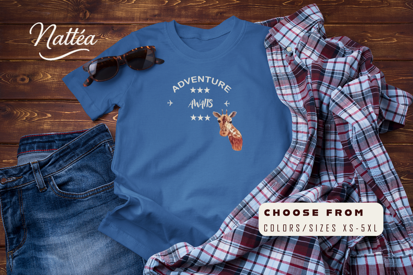 Watercolor Giraffe T-Shirt – Safari Vibes & Adventure Awaits Style