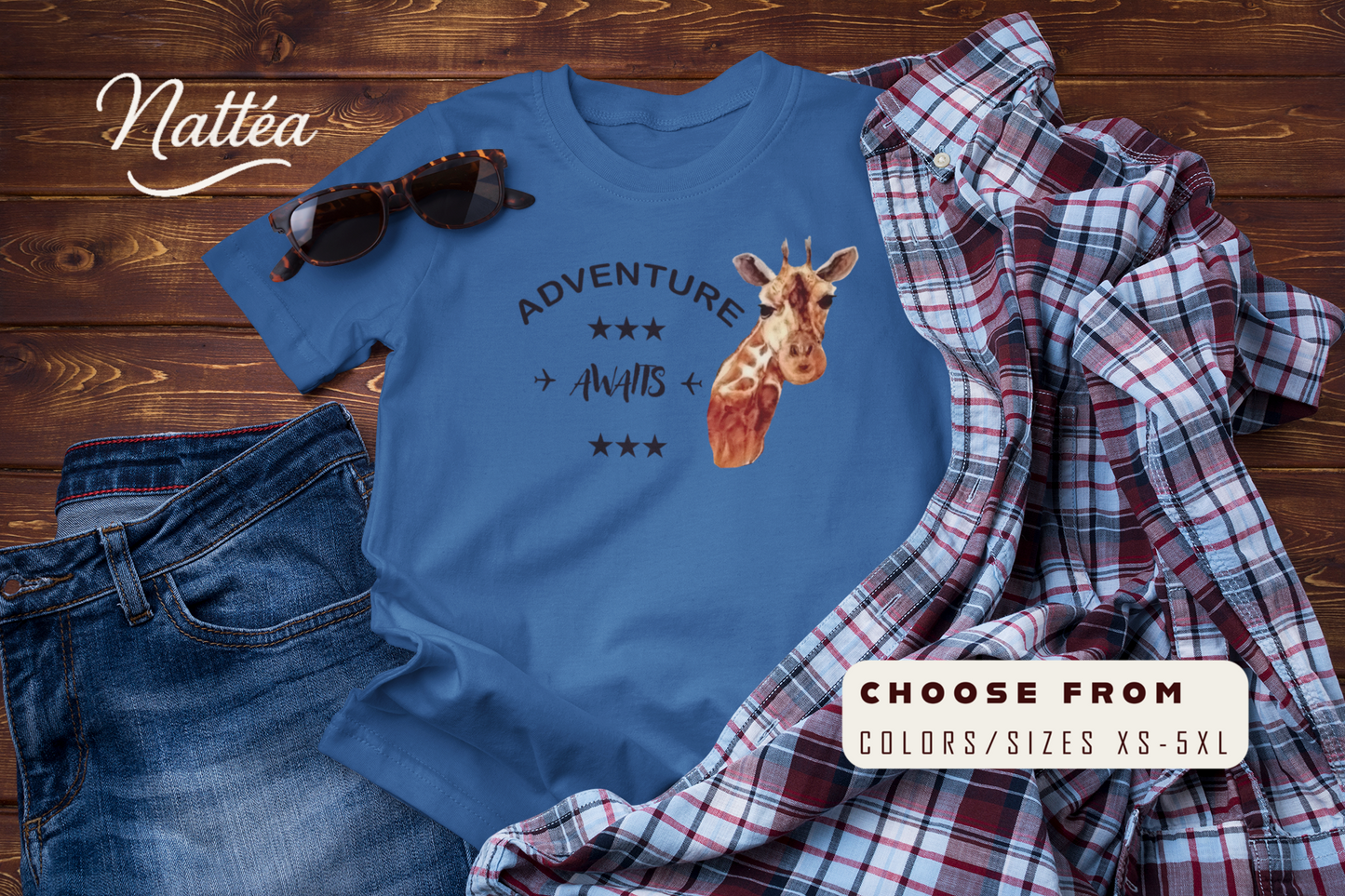 Watercolor Giraffe T-Shirt – Safari Vibes & Adventure Style