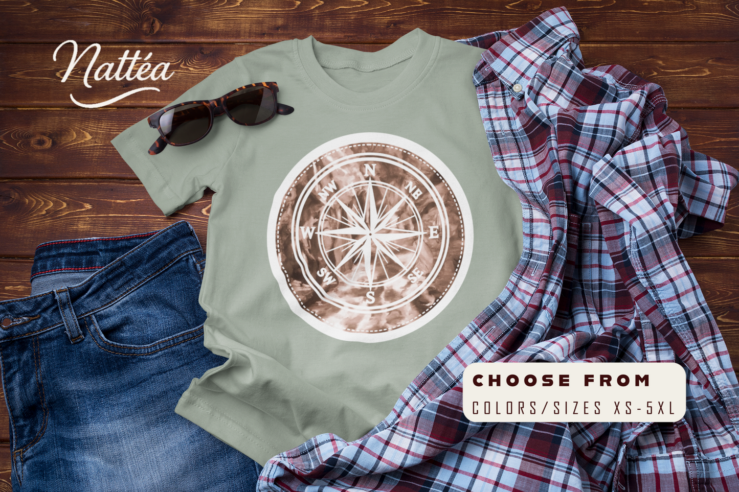 Compass T-Shirt – Vintage Style Adventure Travel Tee