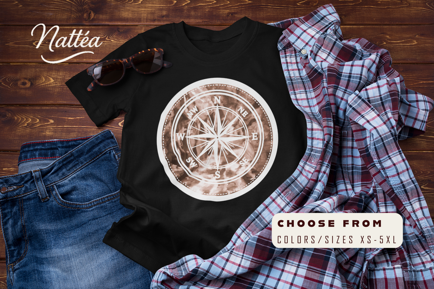 Compass T-Shirt – Vintage Style Adventure Travel Tee