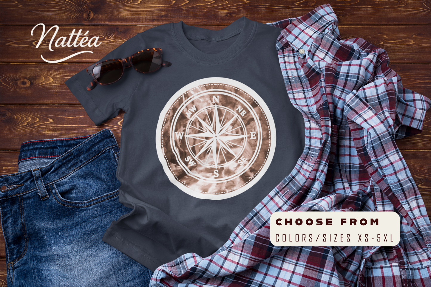 Compass T-Shirt – Vintage Style Adventure Travel Tee