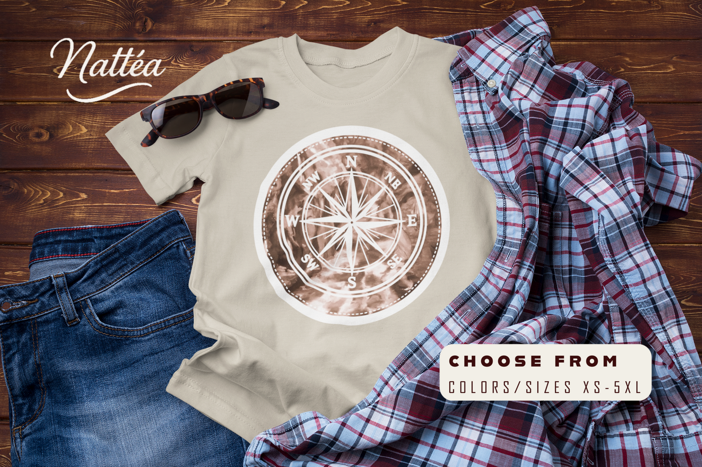 Compass T-Shirt – Vintage Style Adventure Travel Tee
