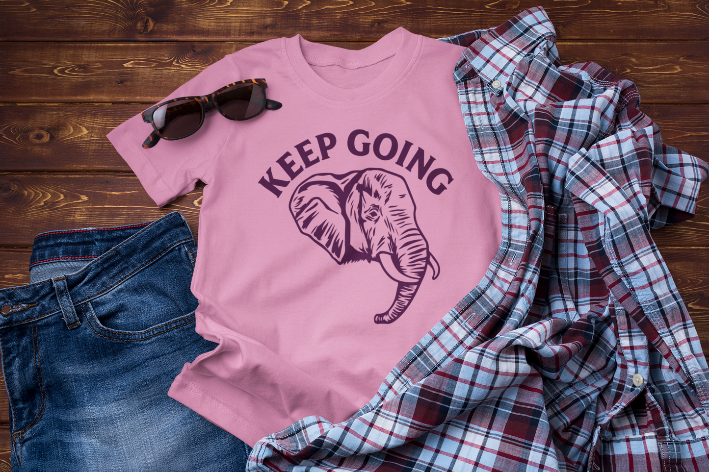 Keep Going Elephant T-Shirt – Strength & Perseverance Travel Tee