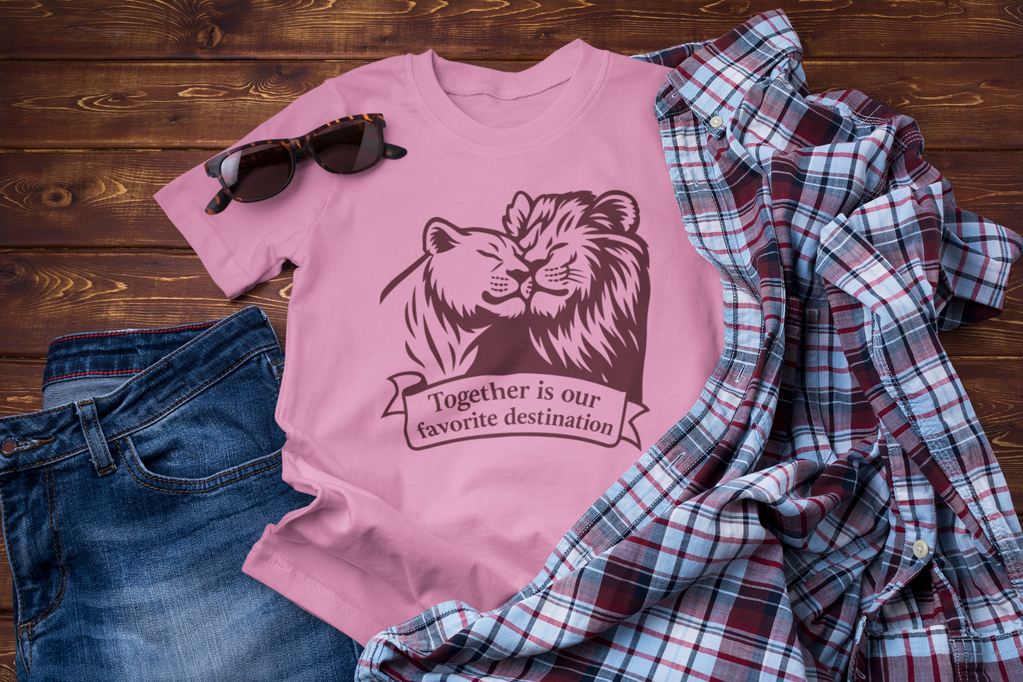 Together Is Our Favorite Destination – Romantic Travel T-Shirt for Couples & Animal Lovers