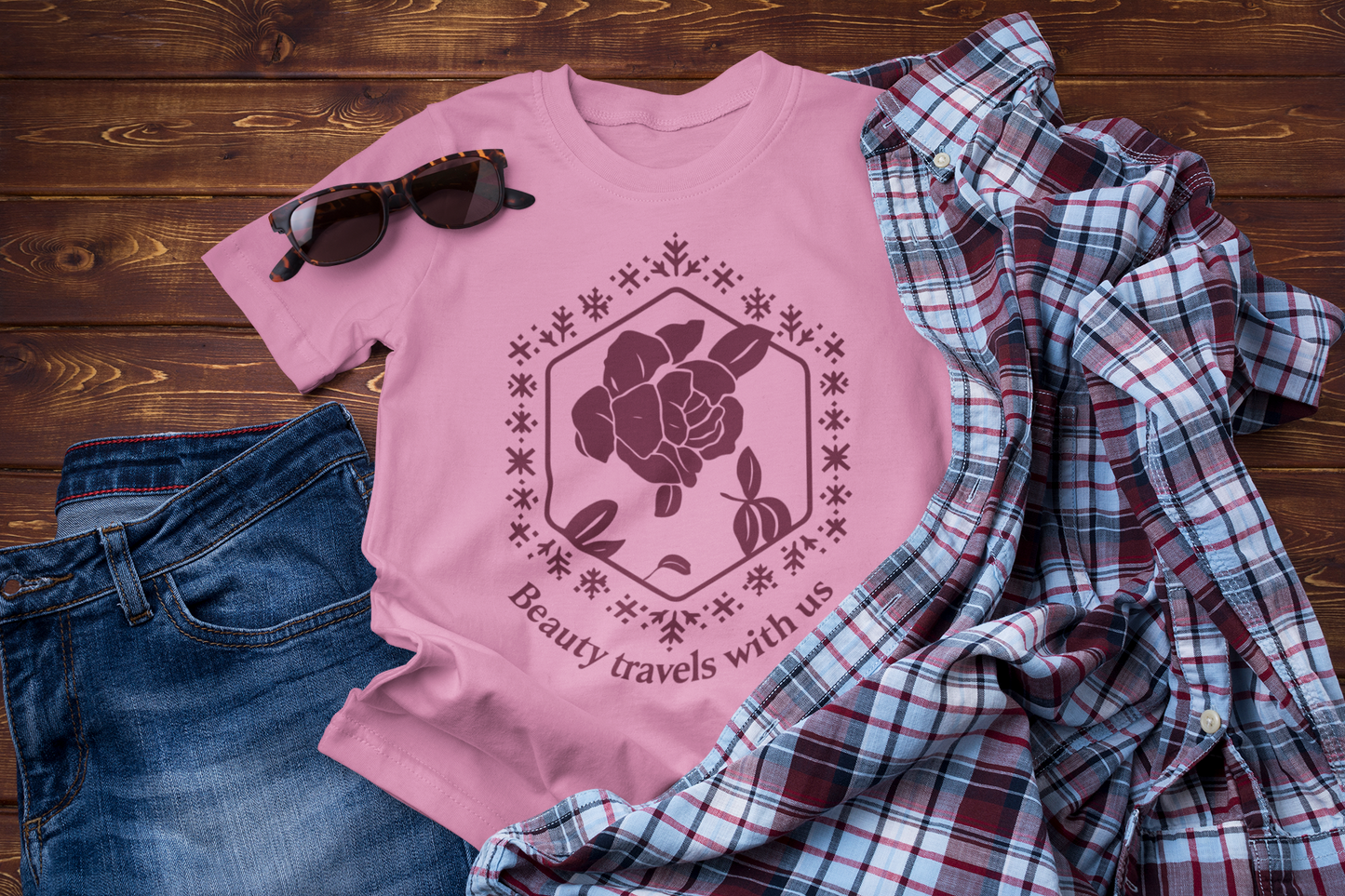 Peony Winter Graphic T-Shirt – Beauty Travels With Us | Folk Embroidery Inspired