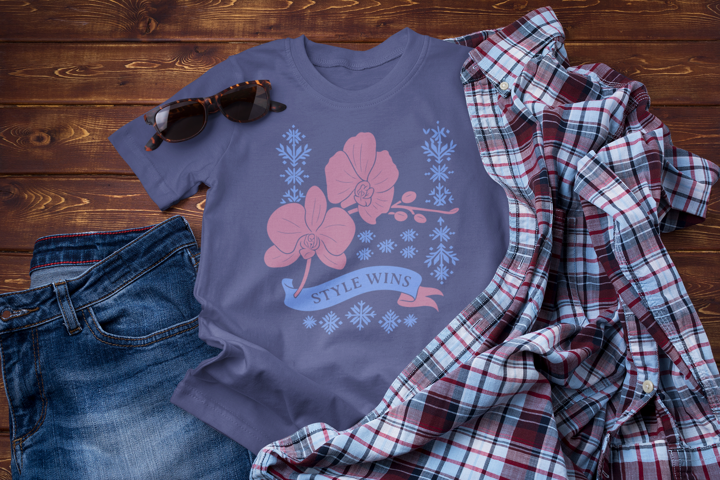 Style Wins – Winter Orchid Floral Graphic Tee
