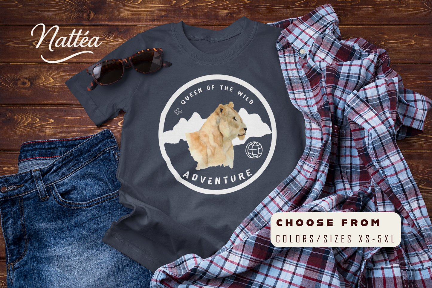 Lioness Adventure T-Shirt – Queen of the Wild Travel & Safari Tee