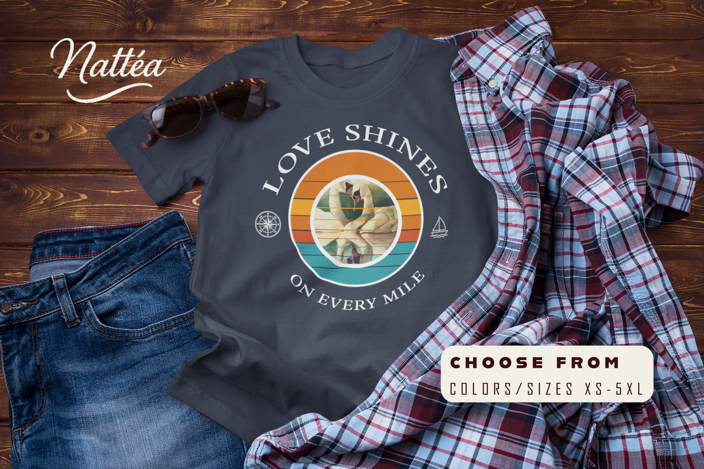 Golden Journey: Love Shines on Every Mile T-shirt