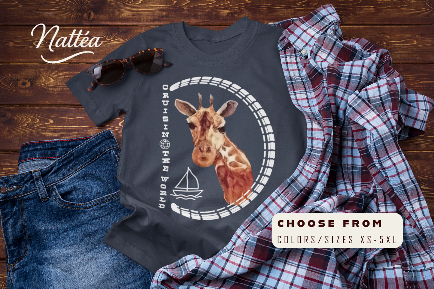 Cruisin’ the World T-Shirt – Giraffe Travel Adventure Graphic Tee