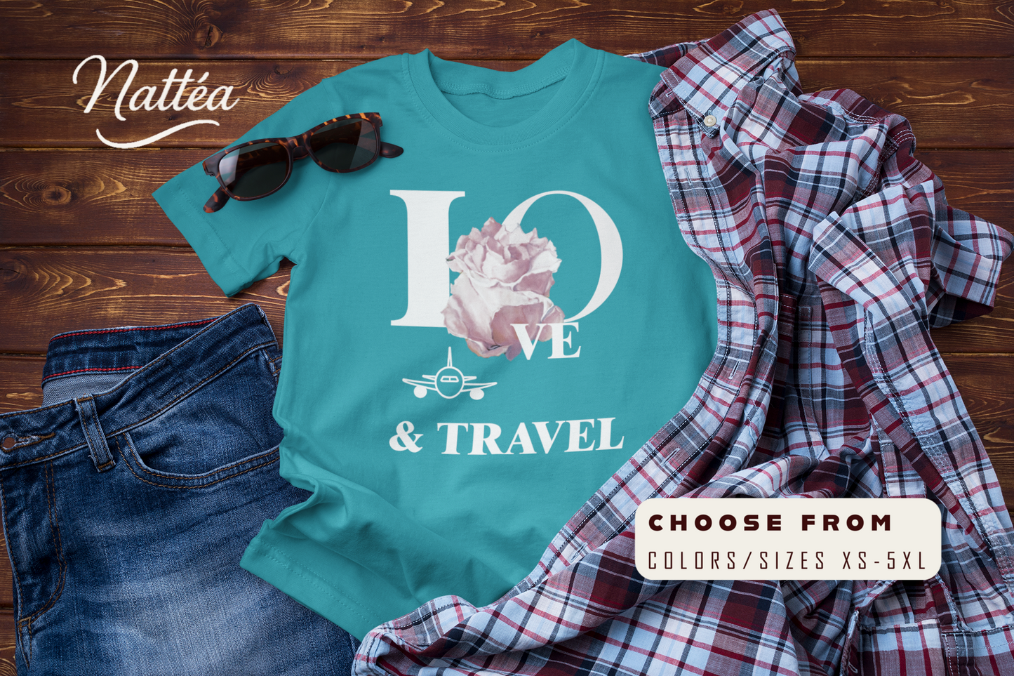 Love & Travel Rose T-Shirt – Romantic Floral Adventure Tee