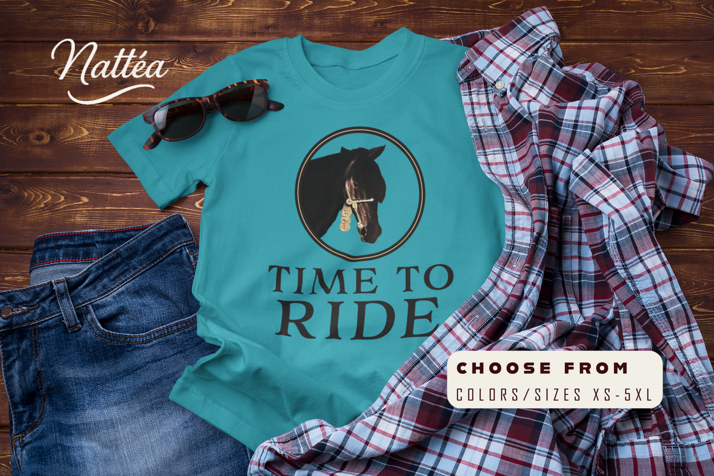 Artistic Horse Vintage Style T-Shirt – Elegant Equestrian Design " Time to Ride"